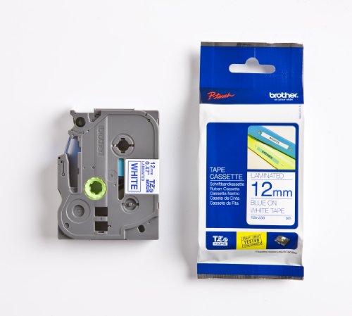 Brother Blue on White Label Printer Tape, 8 M Length, 12 Mm Width