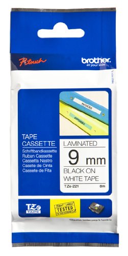 Brother Black on White Label Printer Tape, 8 M Length, 9 Mm Width