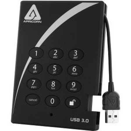 Aegis Padlock A25-3PL128-1000 Hard Drive with Integrated USB 3.0 Cable